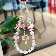 Sanrio | INS Sanrio Y2K Hello Kitty Beaded Phone Wrist Strap Glossy Chain for Girls Women Keychain B