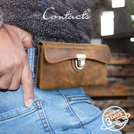 CONTACTS Genuine Leather Mens Waist Bag Phone Bag Coin Pocket Wallet High Quality Male Belt Bag Phon