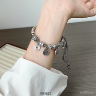 I Want Auspicious Words Awakening Lion+Bracelet Pure Silver Original Design Lucky Money Bag Money Fo