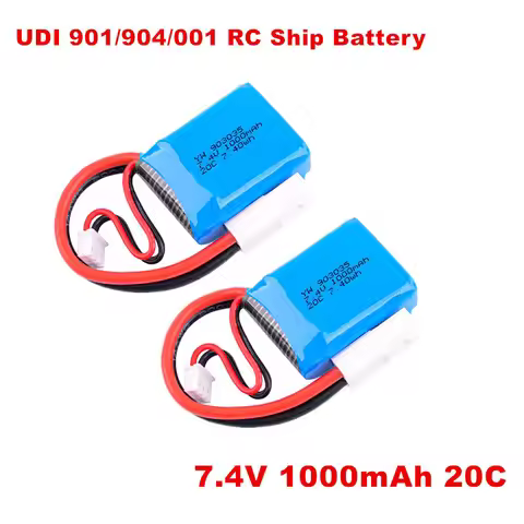2S 1000mAh 20C 7.4V LiPo Battery with EL-2P Plug for UDI 901/904/001 Remote Control Ship Spare Parts