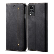 Vivo V21 / V21 5G RULIEAN Retro Denim Leather Flip Wallet Stand Casing Cover for Vivo V21 / V21 5G