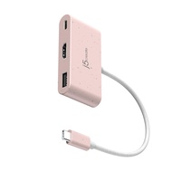 j5create USB-C to HDMI & USB Type-A with Power Delivery(Eco-Friendly, Pink) with 4K HDMI, USB-A 5Gbp