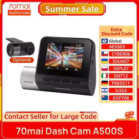 70mai A500S Dash Cam Pro Plus+ 1944P 140FOV 70mai Car DVR Support Rear Cam WIFI Built-in GPS ADAS 24
