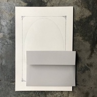 信紙組/甜蜜回憶相框/活版印刷/米色信紙/水泥灰信封