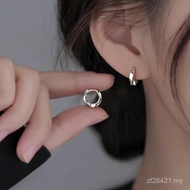 Plain Circle Pure Silver High-End Personality Ear Buckles s999 Cool Style Earrings Mobiustifeng Twis