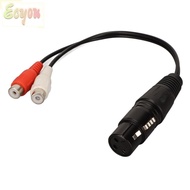 ECYOU 3PIN XLR Female to 2RCA Female Y Splitter Cable, Dual RCA to 1 XLR Plug and Play XLR Splitter 