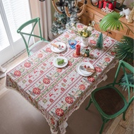 Nordic Style Embroidery Table Cloth Fabric Cotton Linen Ins Style Rectangle Table Cloth Coffee Table