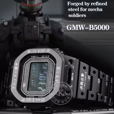 For Casio G-shock Watch GMW-B5000 Modified Mecha Warrior Titanium Alloy Stainless Steel Case and Str