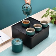 Creative Stoneware Teapot Car Travel Tea Set Set Tea Caddy Outdoor Storage Tea Tray Portable logo CV