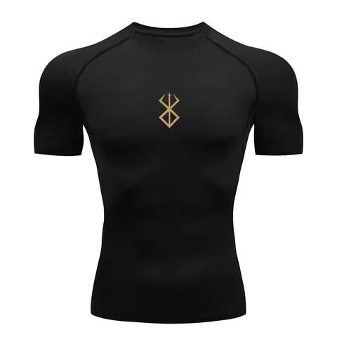 Men's Bodybuilding Short Sleeve Compression Shirt Man Breathable Compression Shirt Quick Dry Workout