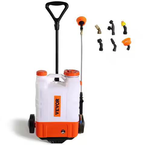 Battery Powered Backpack Sprayer with Cart, 0-94 PSI Adjustable Pressure, 4 Gallon Tank on Wheels, w