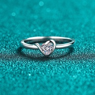 Real Moissanite Ring 0.3ct D Color Heart Shape 925 Silver With Gift Box Promise Engagement Wedding R
