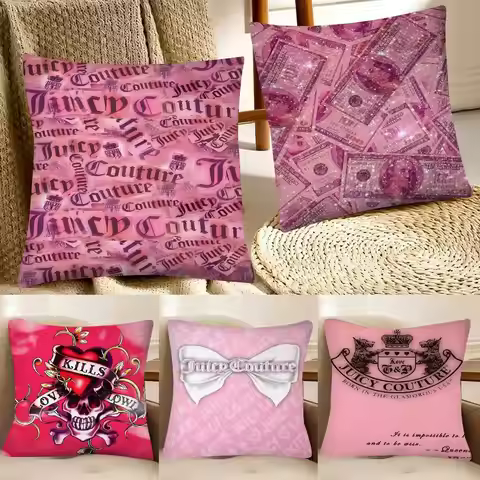 J-Juicy C-Couture Pillow Case Square Pillow Bedroom Sofa Leisure Comfort Cushion Car Home Decoration
