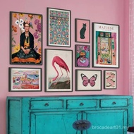 F-Frida Canvas Art Kahlo Vibrant Floral Pink Tone Wall Decor Butterflies Matisse Inspired Gallery Pr