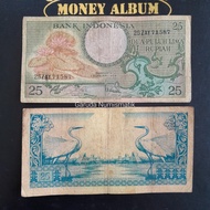 Koleksi Uang Kuno 25 Rupiah Bunga Tahun 1959 - Used VF
