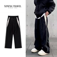 American Retro Street vibe Style baggy tracksuit Casual Pants Men Loose Wide-Leg baggy tracksuit ret