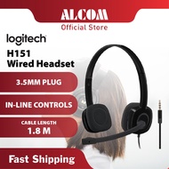 LOGITECH H151 Stereo Headset with In-line Controls Stereo Sound Rotating Mic & Adjustable Headband P