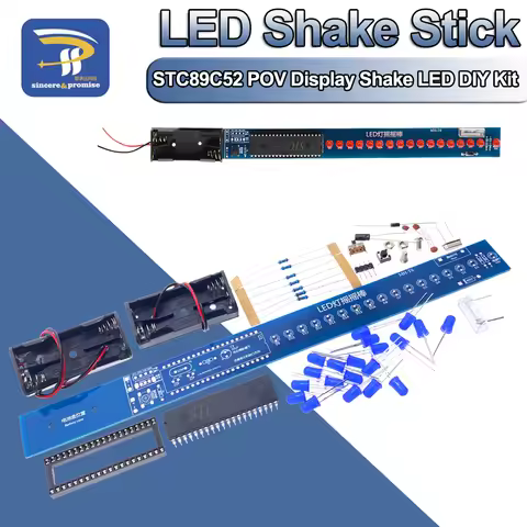 16 Bits POV LED Stick Light Rocker Diy Kit Shaking STC89C52 51 Microcontroller Electronic Solder Kit