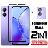 For Vivo Y17S 2023 Screen Protector 2in1 Full Cover Tempered Glass For VivoY17S Y 17S 4G 5G Camera Lens Film Phone Protective Glass