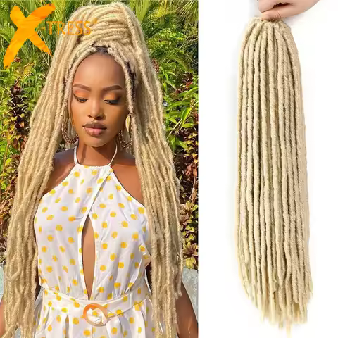 613 Blonde Long Straight Faux Locs Synthetic Crochet Braiding Hair Dreadlocks Soft Pre Looped Knotle