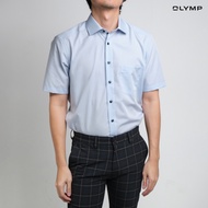 OLYMP  LUXOR Shirt เสื้อเชิ้ตผู้ชายแขนสั้น สีฟ้าผ้าเรียบ  ทรงหลวม ใส่สบาย รีดง่าย AUTU24