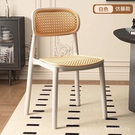 Medieval Rattan Plastic Household Breathable Commercial Stool Chair Rattan Dining Table Chair Rattan