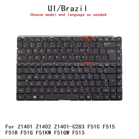 New UI Brazil Language Keyboard For Acer Z1401 Z1402 Z1401-C283 F51C F515 F51B F51G F51KW F51GW F513