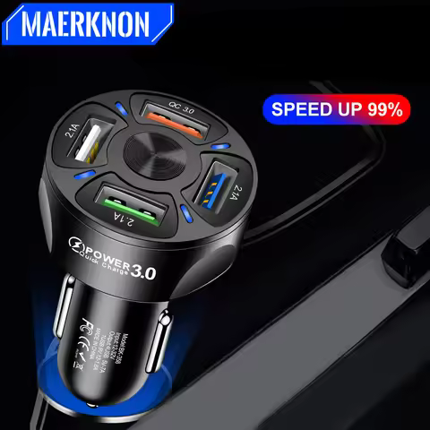 40W Usb Car Fast Charger 4 Ports New Fast Charging Mobile Phone Adapter in Car For iPhone Xiaomi Hua