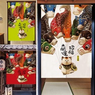 [Customized Door Curtain] Japanese Cat Door Curtain Carp Door Curtain Bedroom Kitchen Cloth Curtain Entrance Partition Curtain Hanging Curtain Restaurant Lucky Fish Door Curtain Fabric Door Curtain