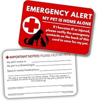 Pet Emergency Card My Dog or Cat is at Home Alone | 5 pk 2 x 3.5” Plastic Wallet Size ICE Contact Ve