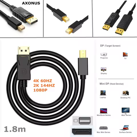 1.8m Mini DisplayPort to DisplayPort Display Cable, 4Kx2K, Gold-Plated Plugs, 6 Foot,[Thunderbolt 2