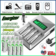 🔥4-slot LCD Display NiMH Battery Charger🔥Energizer AA/AAA Rechargeable Battery 900/2450mAh with Stor
