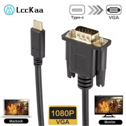 1080P Type-C To VGA Type-C Revolution To VGA Conversion Data Cable For Laptop UHD External Video Pro