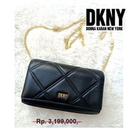 NEW Original DKNY Cross chain Body Black Leather Bag Tas selempang Kulit