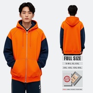 Oversized zipper hoodie (S-6XL) Plain jacket combination ORANGE NAVI Men's oversized zipper hoodie j