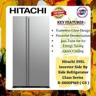 Hitachi 595L Inverter Side By Side Refrigerator Glass Series  R-S800PM0 ( GS )