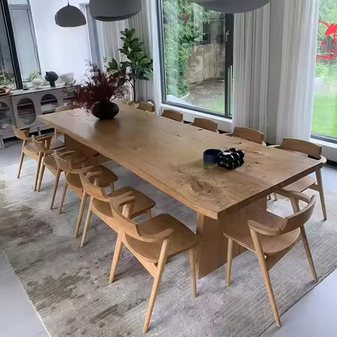 Modern Oak Ash Walnut Rectangle Solid Wood Wooden Dining Table Set 4 Chairs 6 8 10 12 Seater Table a