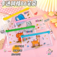 pencil case cute pencil case B6 Cartoon Grid Zipper Pencil Case ins Cute Girl Pencil Case Primary Sc