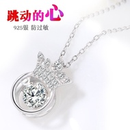 Female Silver Jewelry Crown Valentine's Day Heartbeat Gift Clavicle Chain Simple 925 Korean Version 
