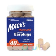 Mack’s ThermaFit Soft Foam Cylindrical Shape Earplugs, 40 Pair PVC Foam ear plug Travel/sleep/study