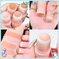 AMBER Blush Stick, 3 Colors Matte Face Blusher, Multifunction Moisturizing Color Enhancing Face Brig