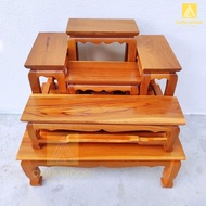 CR.Wโต๊ะหมู่บูชาไม้สัก หมู่ 5 หน้า 4 48*35*สูง45 ซม. (ก*ลึก*ส) **รวมฐาน** [งานไม้สัก] สีย้อมเคลือบ