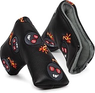 Montela Golf Putter Covers Blade Embroidery Bombs Premium Leather Golf Putter Headcovers Blade Putter Headcover Golf Headcovers Fit Scotty Cameron Odyssey Taylormade Spider Ping Putter Cover