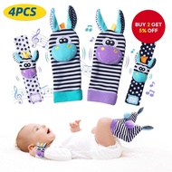 4PCS Baby Wrist Rattle Socks Set for Infants 0-12 Months, Learning Toy for Boys and Girls, Early Edu