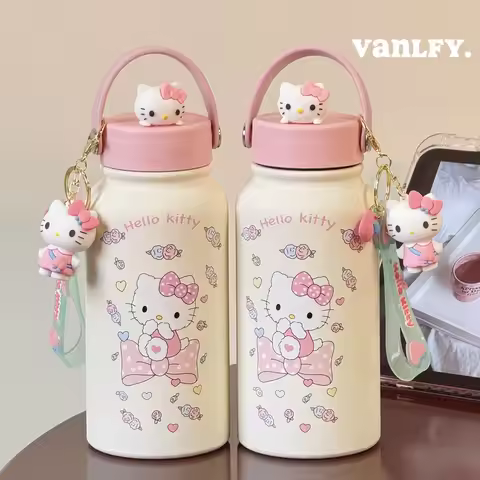 Sanrio Hello Kitty Cute Thermos Cup 900ml Large Capacity Stainless Steel Vacuum Insulated Water Bott