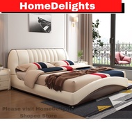 HomeDelights Luxury Dual Colour Leather Bed Queen and King Size Katil kulit