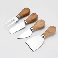 M-6/ Factory Wholesale Direct Supply Stainless Steel Cheese Knife Suit Butter Cheese Knife Four-Piece Wooden Handle Pizz