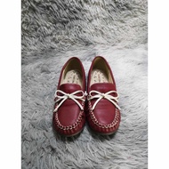 Maroon Leather Women Boat Shoes