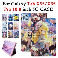 For Galaxy Tab X95 2024 10.8 inch cute cartoon X95 Pro 5G High Quality PU Leather Cover Stand Flip T