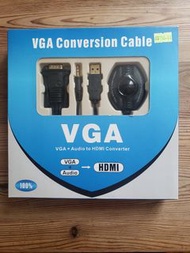 VGA轉HDMI-含 audio傳輸線＋5呎HDMI cable